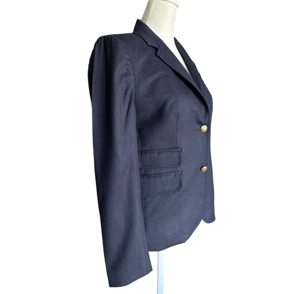 J. Crew Original Schoolboy Blazer Size 2 Fitted Gold Embossed Buttons Stripe Lin - Picture 5 of 10